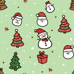 Illustration seamless pattern of cute comic Christmas