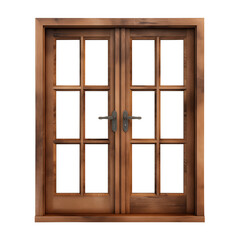 Obraz premium wooden window isolated on transparent background, Clipping Path
