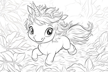 Cute baby unicorn coloring page