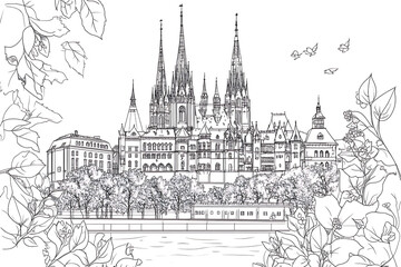Obraz premium Gothic cathedral by the river