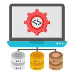 A flat design icon of system coding