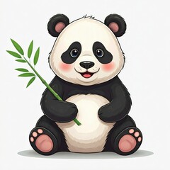 Naklejka premium panda with a bamboo