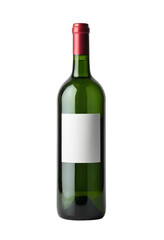 Dark Green Glass Wine Bottle PNG on Transparent Background.