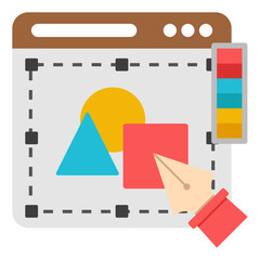 Math shapes on webpage, geometric shapes icon