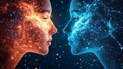 Cosmic connection fire and ice faces