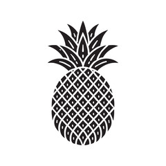 Obraz premium Pineapple Silhouette Vector Illustration, Solid White Background.