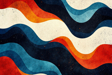 A colorful abstract background with wavy lines and stars