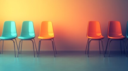 Obraz premium Modern Mediation Room with Colorful Chairs and Soft Light