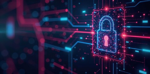 Obraz premium Abstract digital locks shield IoT data streams , technology, online security