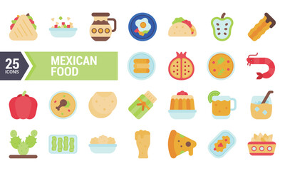 25 Colorful Icons for Your Mexican Food Design Project.