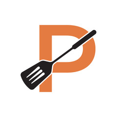 Cooking Logo combine with letter P vector template