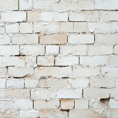 Fototapeta premium White Brick Wall with Peeling Paint - Vintage Texture for Design and Backgrounds