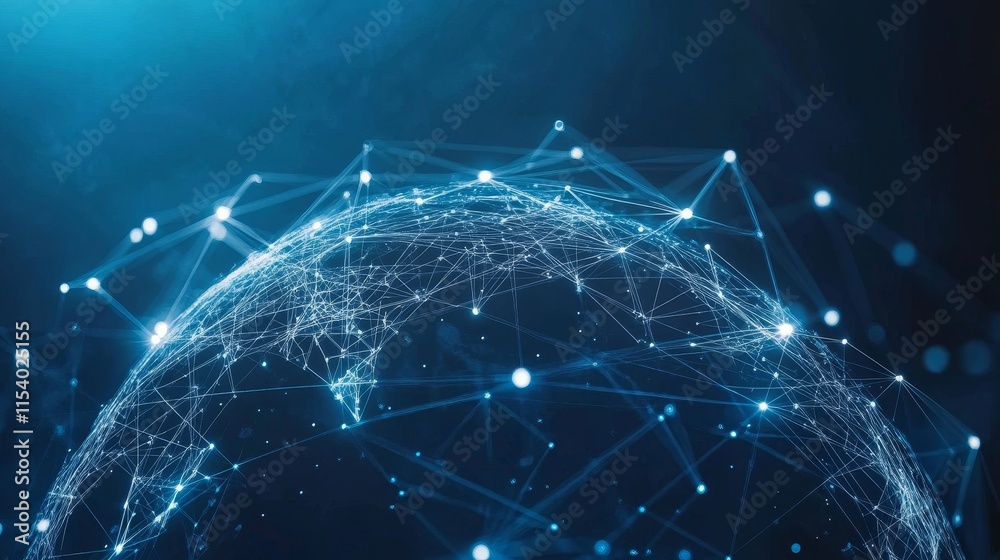 Poster visual representation of interconnected networks illustrating the concept of global communication an