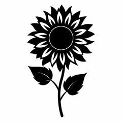 Fototapeta premium Sunflower Shine black silhouette vector