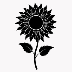 Fototapeta premium Sunflower Shine black silhouette vector