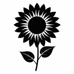 Fototapeta premium Sunflower Shine black silhouette vector
