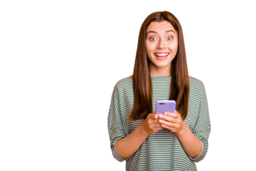 Photo of charming beautiful girl having won cup of tea in shopping mall while isolated with yellow background