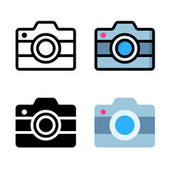 Camera icon set. Suitable for camera, image, and photography icon element. Digital camera symbol.