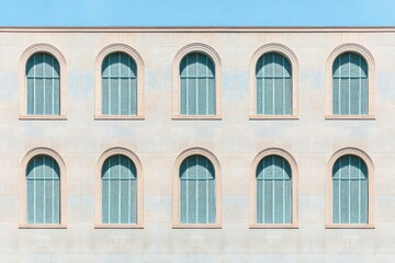 Fototapeta premium A Stunning Facade with Arch Windows: A Timeless Architectural Masterpiece