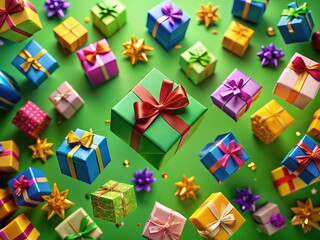 Drone-shot festivities:  floating gift boxes, grand.