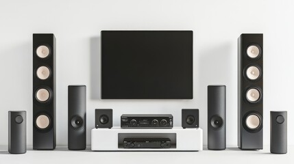 Obraz premium Enhancing home entertainment customizable room audio system setup modern living room technology