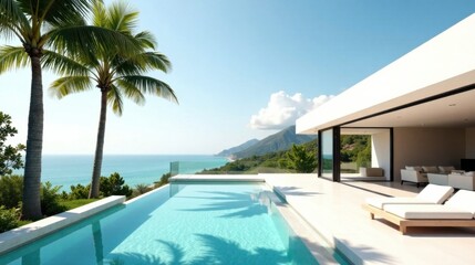 Fototapeta premium Oceanfront Luxury Residence with Infinity Pool and Expansive Views
