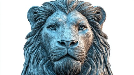 A detailed sculpture of a lion's head, showcasing intricate features and textures.