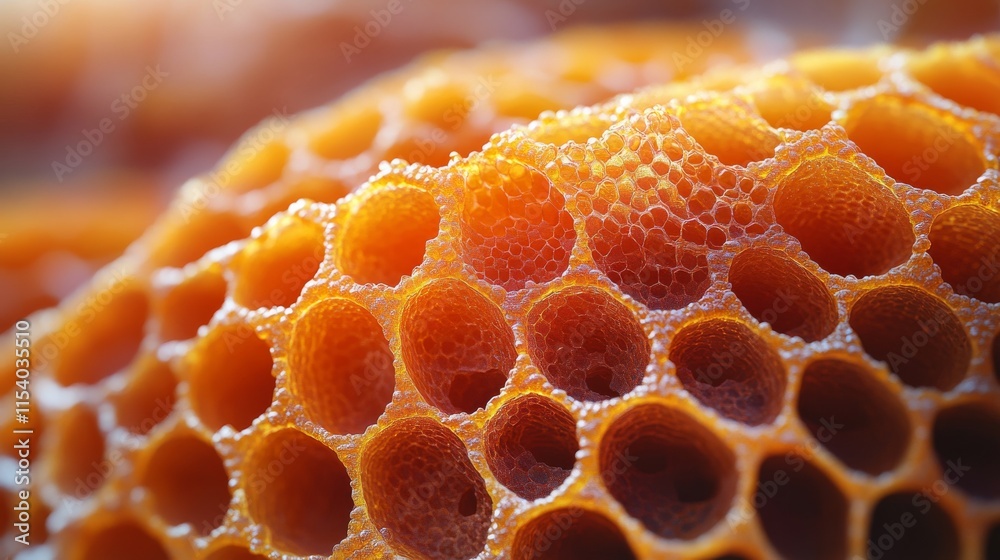 Aufkleber a close-up of a honeycomb, showcasing its intricate hexagonal structure and golden hue, highlighting