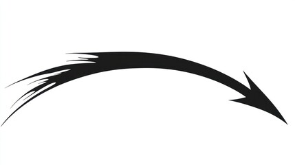 Fototapeta premium Black arrow with a brushstroke style curves downward, showcasing a dynamic and creative design element
