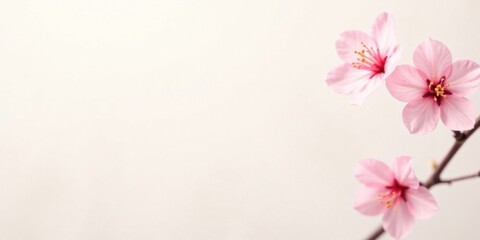 Naklejka premium Delicate Pink Blossoms on a Branch Against a White Background, a Symbol of Springtime Beauty and Renewal
