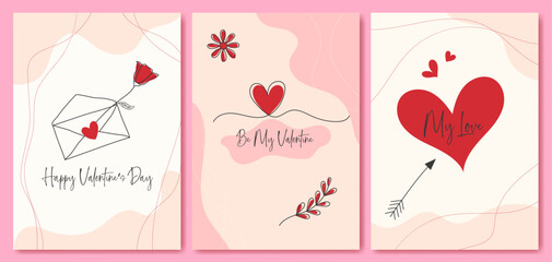 Set Of Valentines Day Background Cover Greeting Car.
