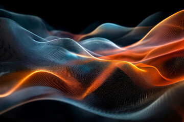 Obraz premium A close up of a black background with orange and blue waves