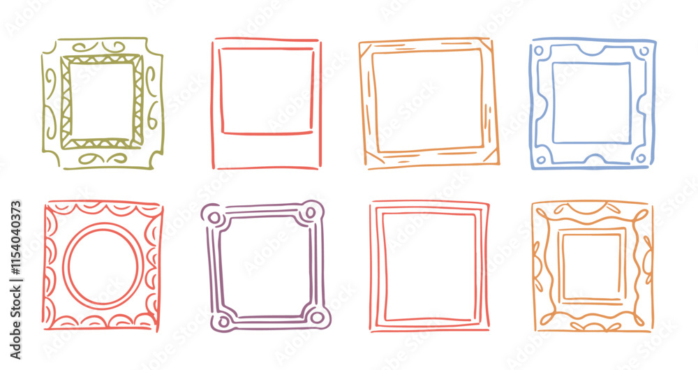 Poster drawn doodle photography frames with swirls and ornaments. vector isolated ornaments and embellishme