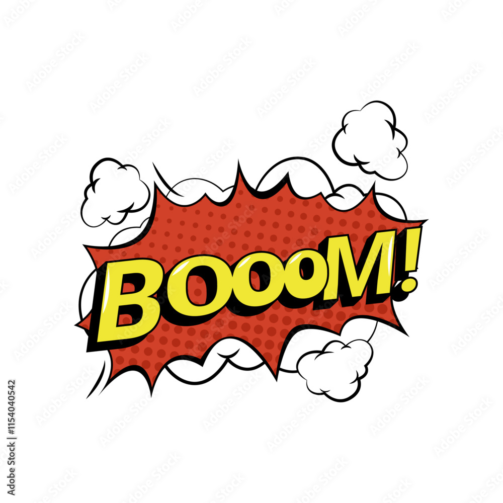 Poster boom sound effect for dynamic comic book action. vector isolated sticker or icon for noise, graphic 