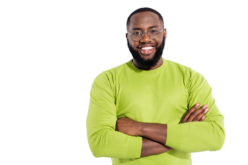 Portrait of attractive person youth looking wearing eyeglasses eyewear isolated over white background