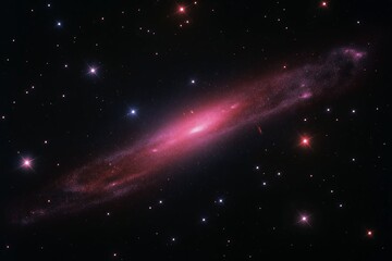 Naklejka premium A colorful depiction of a faraway galaxy swirling with bright stars