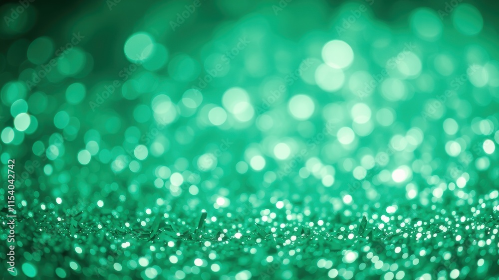Wall mural abstract emerald green sparkling background with bright shimmering lights