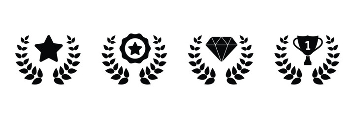 Set of Reward icon collection. Diamond, Star, wining cup symbol. Vector Illustration.