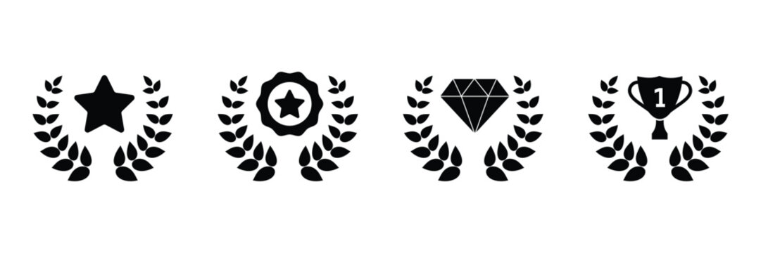 Set of Reward icon collection. Diamond, Star, wining cup symbol. Vector Illustration.