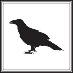 Crow bird  icon isolated vector, silhouette of wildlife animal.