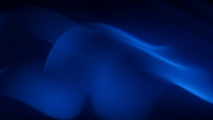 Dark Blue Abstract Backdrop: Dark blue, flowing forms create a subtle abstract overlay texture, suitable for graphic design with blending modes like screen or add. 3D render