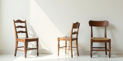 Three wooden chairs in a sunlit room, showcasing simple elegance and timeless design