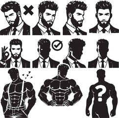 Smart Man Character Sets Vector Illustration