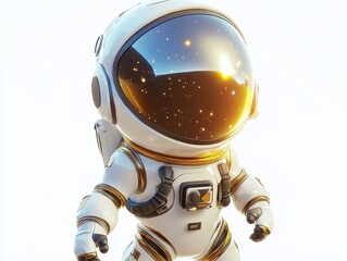 Naklejka premium A cute, stylized astronaut figure with a reflective helmet and space-themed design.