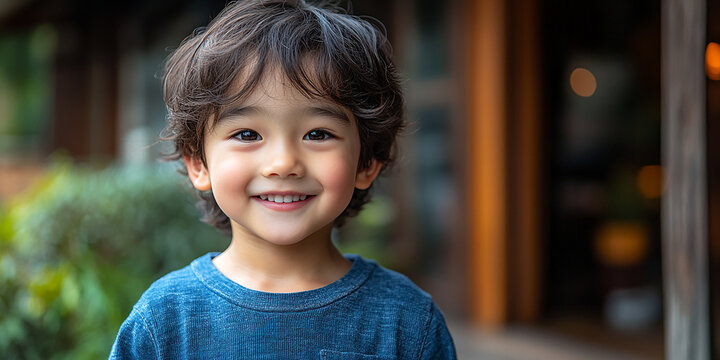 Portrait of an asian child looking at the camera