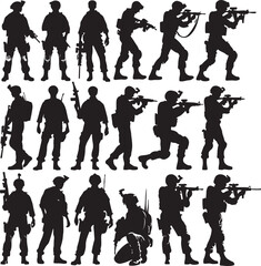 Soldier Character Sets Vector Illustration