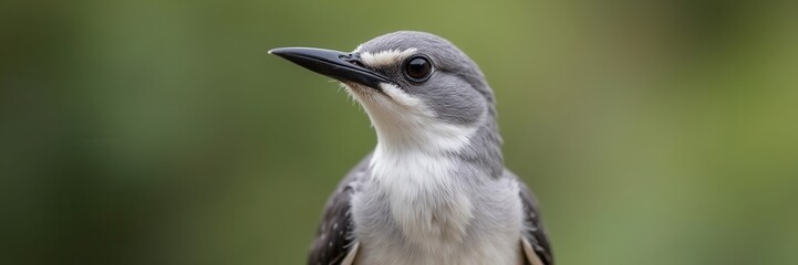 Fototapeta premium A Belted Kingfisher strikes a pose showcasing its striking plumage and piercing gaze against a soft green backdrop its long sharp beak a focal point of its predator appeal
