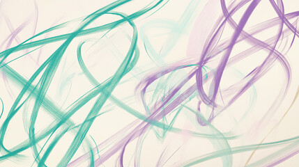 A banner with Geometric abstract pastel lines in turquoise, lavender, and pale yellow with a sprayed glittery texture.