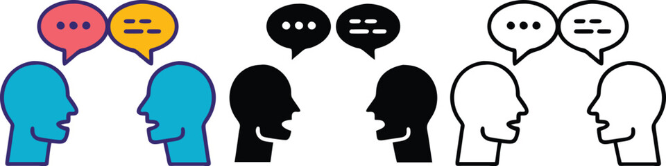 Communication Dialogue Conversation Icons Diverse People Talking