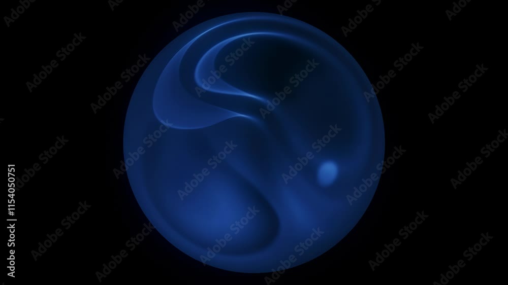 Poster dynamic central vortex orb loop: a blue orb with a dynamic central vortex and subtle rotation, seaml